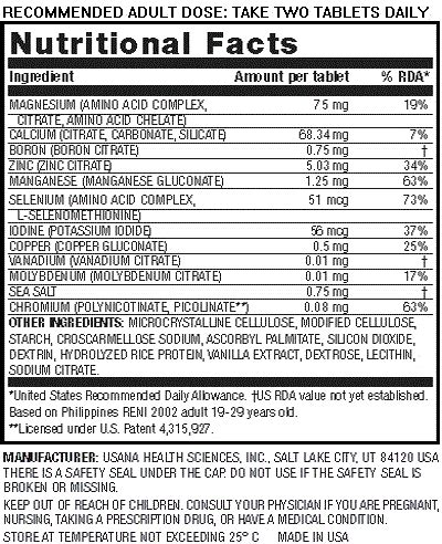 usana essentials ingredients.